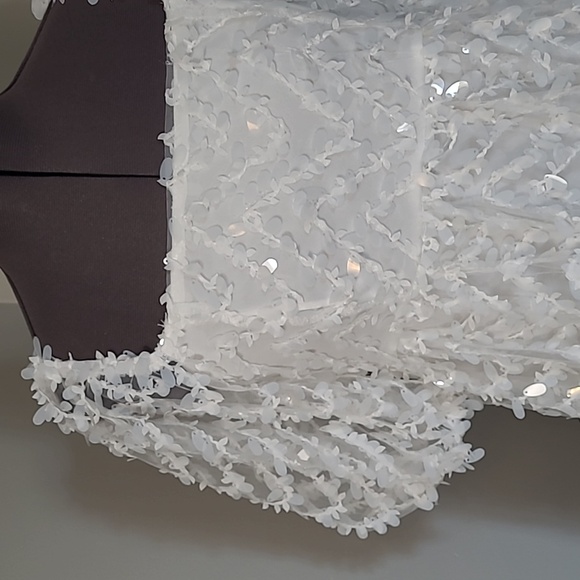 SM NWT Babydoll Dress Mesh with Petal shaped sequins Puff Sleeves - Picture 3 of 11